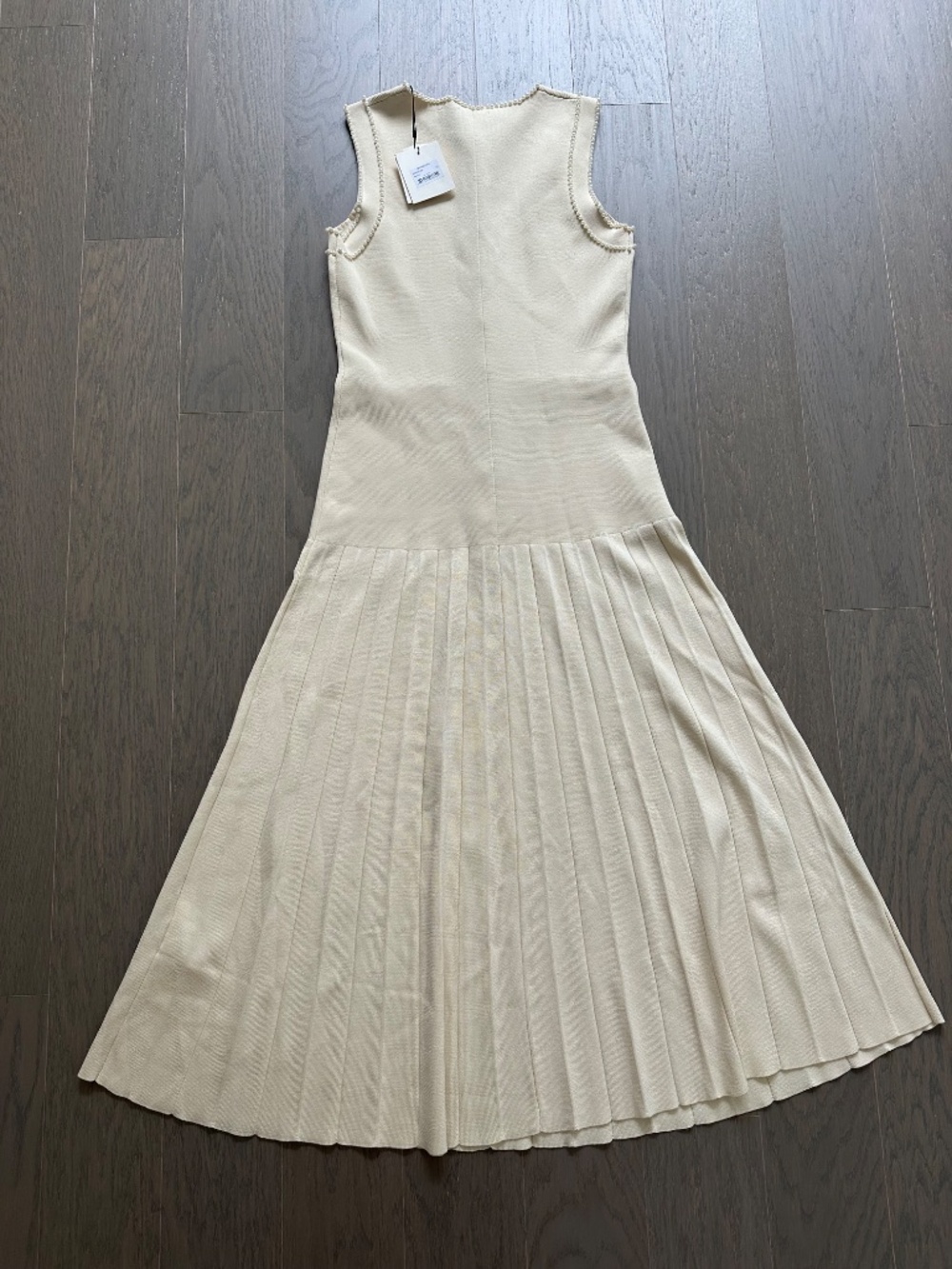 Sandro Naima Ivory Cream Pearl Knit Pleated Dress With Tags FR 36 = Small - Picture 3 of 11